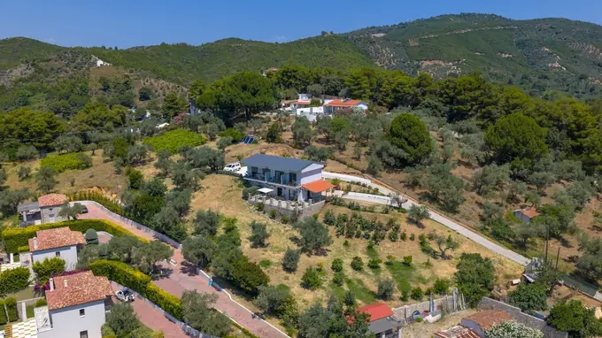 The hillside of Kolios with Melina in the middle, from the air