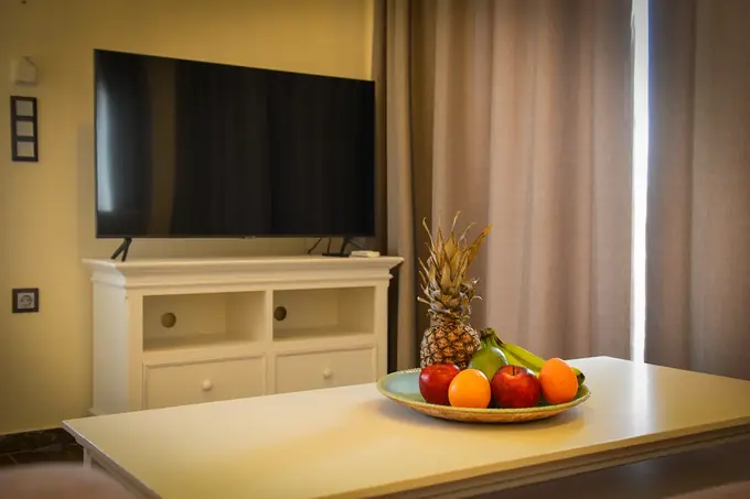 TV unit and a fruit bowl in the living room